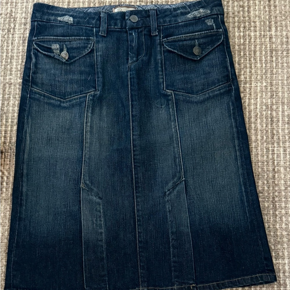 PAIGE Navy A-Line Denim Skirt